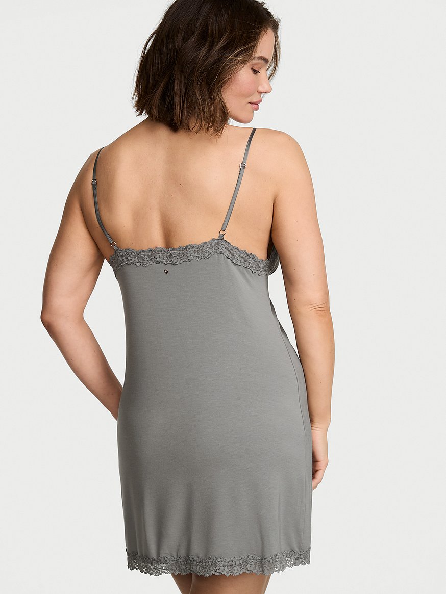 sosoft™ modal lace trim tie front slip dress sosoft™ modal lace trim tie front slip dress