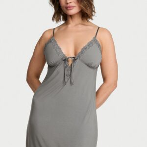 sosoft™ modal lace trim tie front slip dress