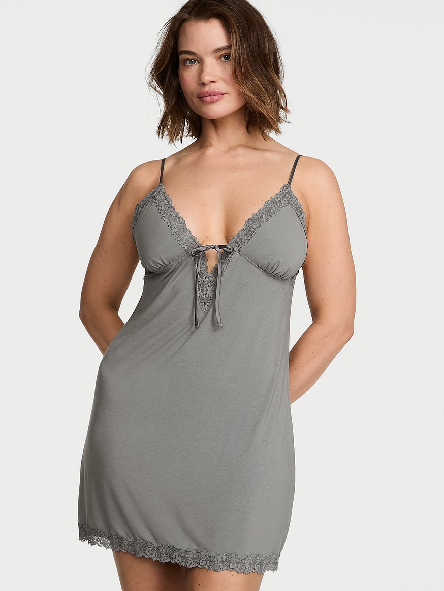 sosoft™ modal lace trim tie front slip dress sosoft™ modal lace trim tie front slip dress