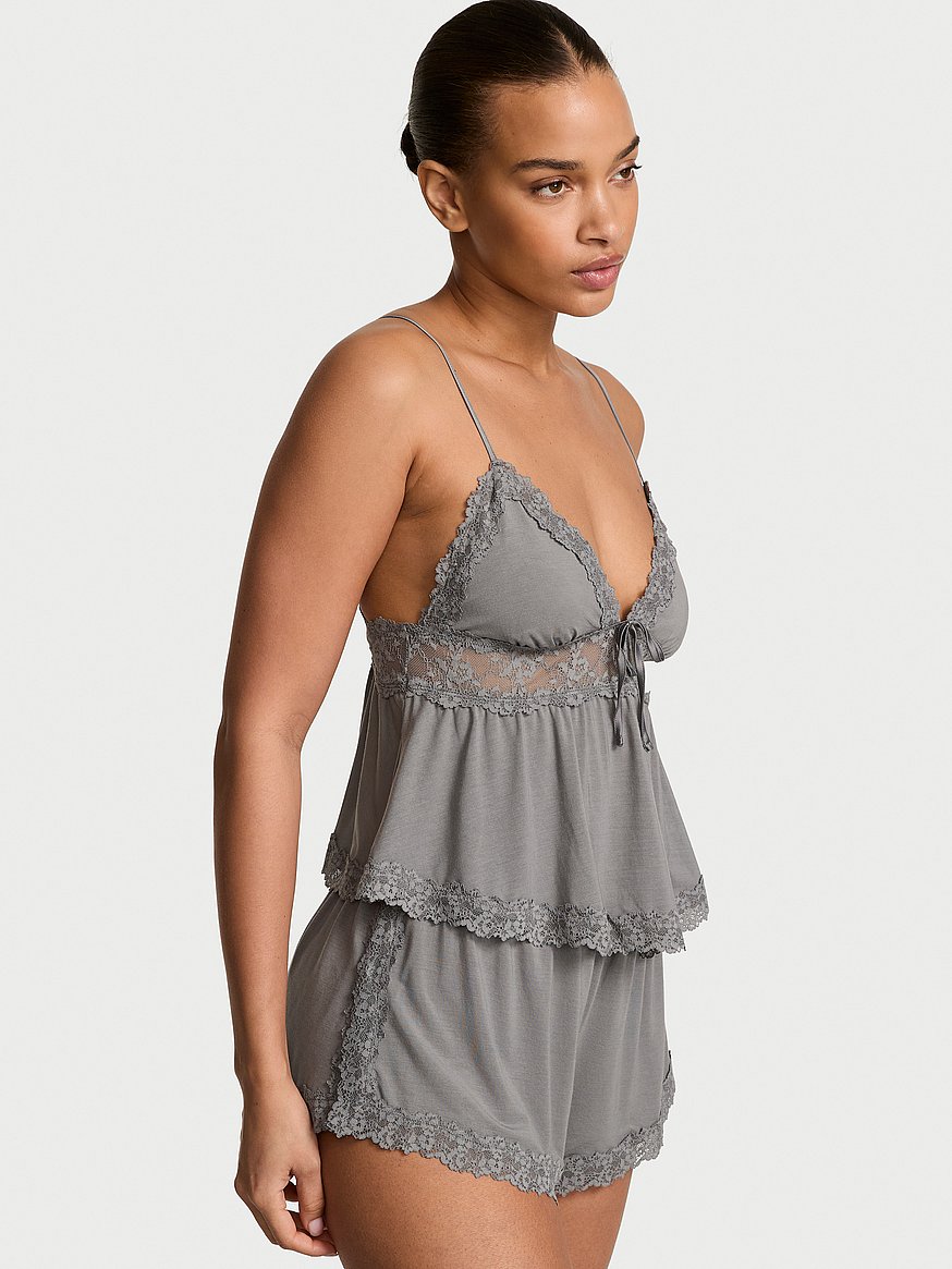 sosoft™ modal lace trim cami & shorts set sosoft™ modal lace trim cami & shorts set