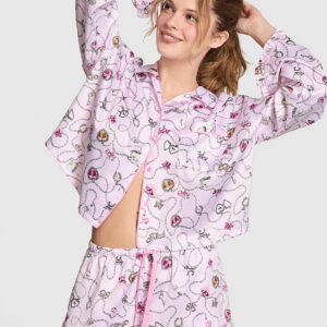 grwpink™ satin long sleeve and shorts pajama set