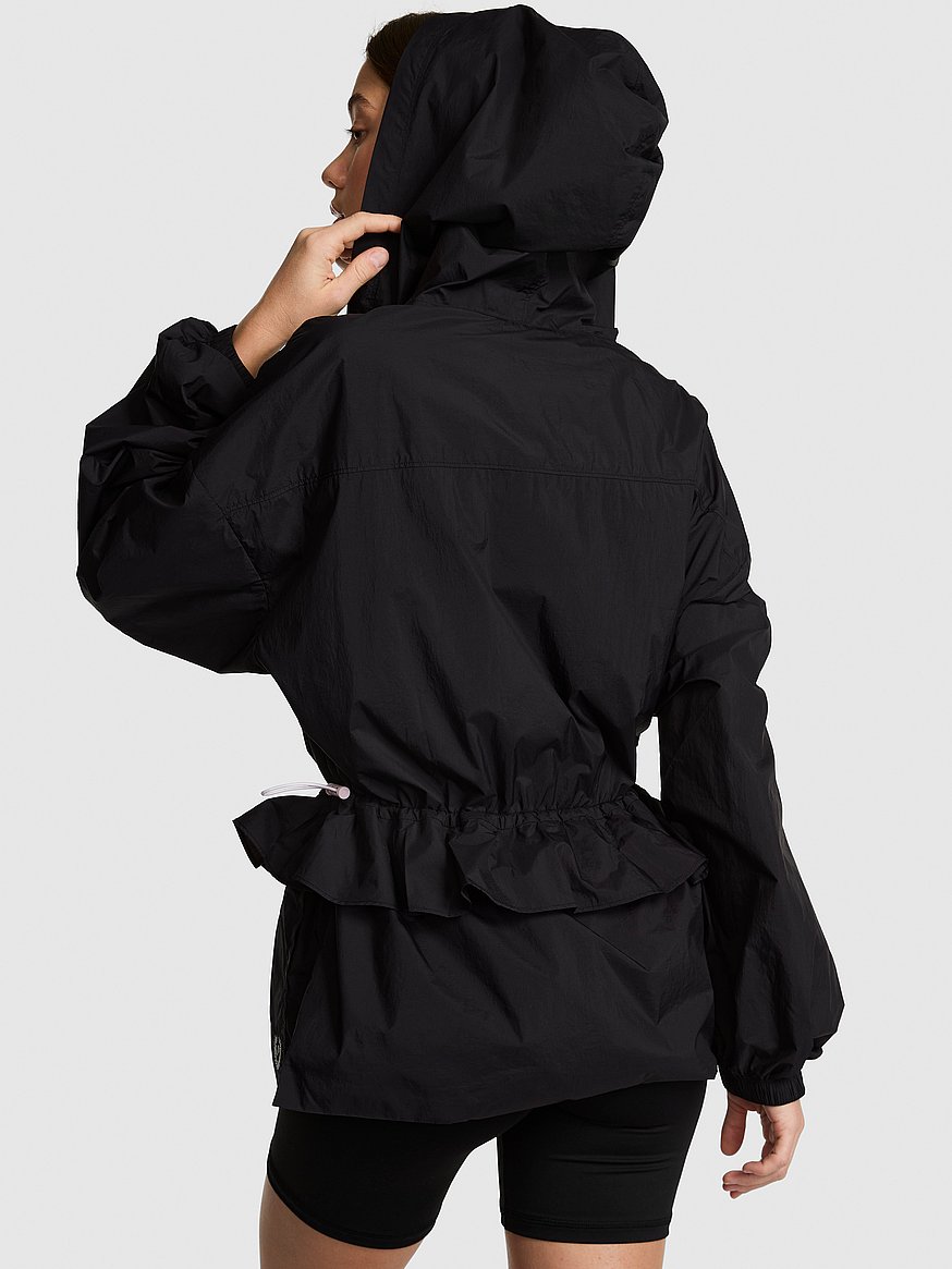 lightweight woven ruffle hooded jacket lightweight woven ruffle hooded jacket