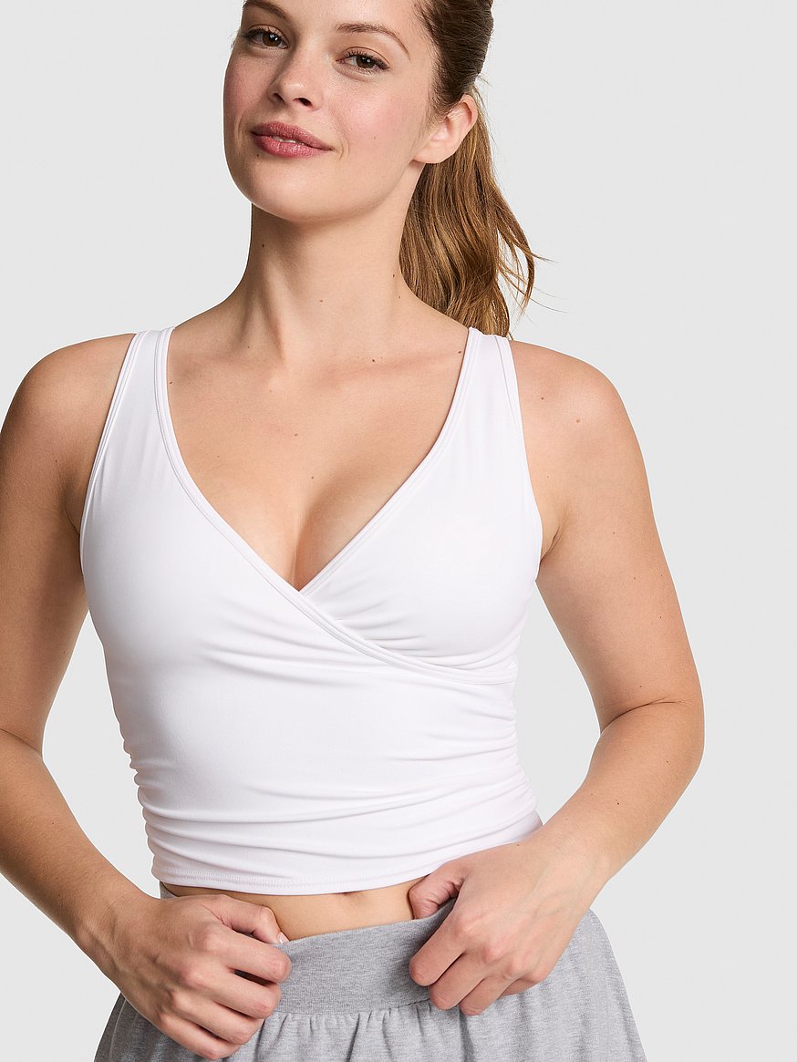 pink relay™ ruched wrap bra tank pink relay™ ruched wrap bra tank