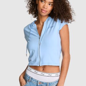 soft modal short sleeve full zip hoodie