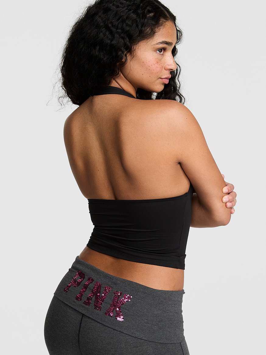 pink base stretch™ plunge halter top pink base stretch™ plunge halter top