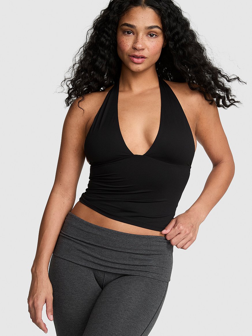 pink base stretch™ plunge halter top pink base stretch™ plunge halter top