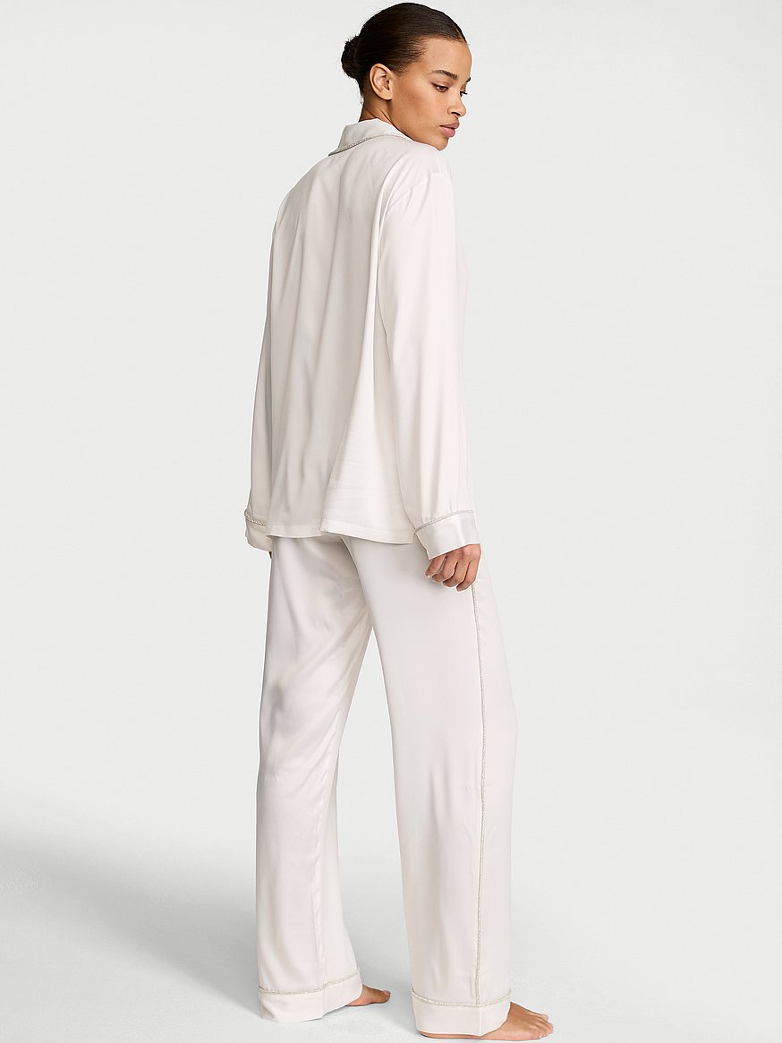 signature satin shine long pajama set signature satin shine long pajama set