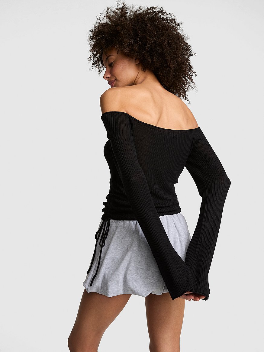 side ruched off the shoulder sweater side ruched off the shoulder sweater