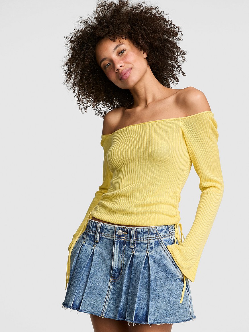 side ruched off the shoulder sweater side ruched off the shoulder sweater