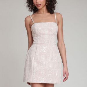 sequin embroidered chiffon mini dress