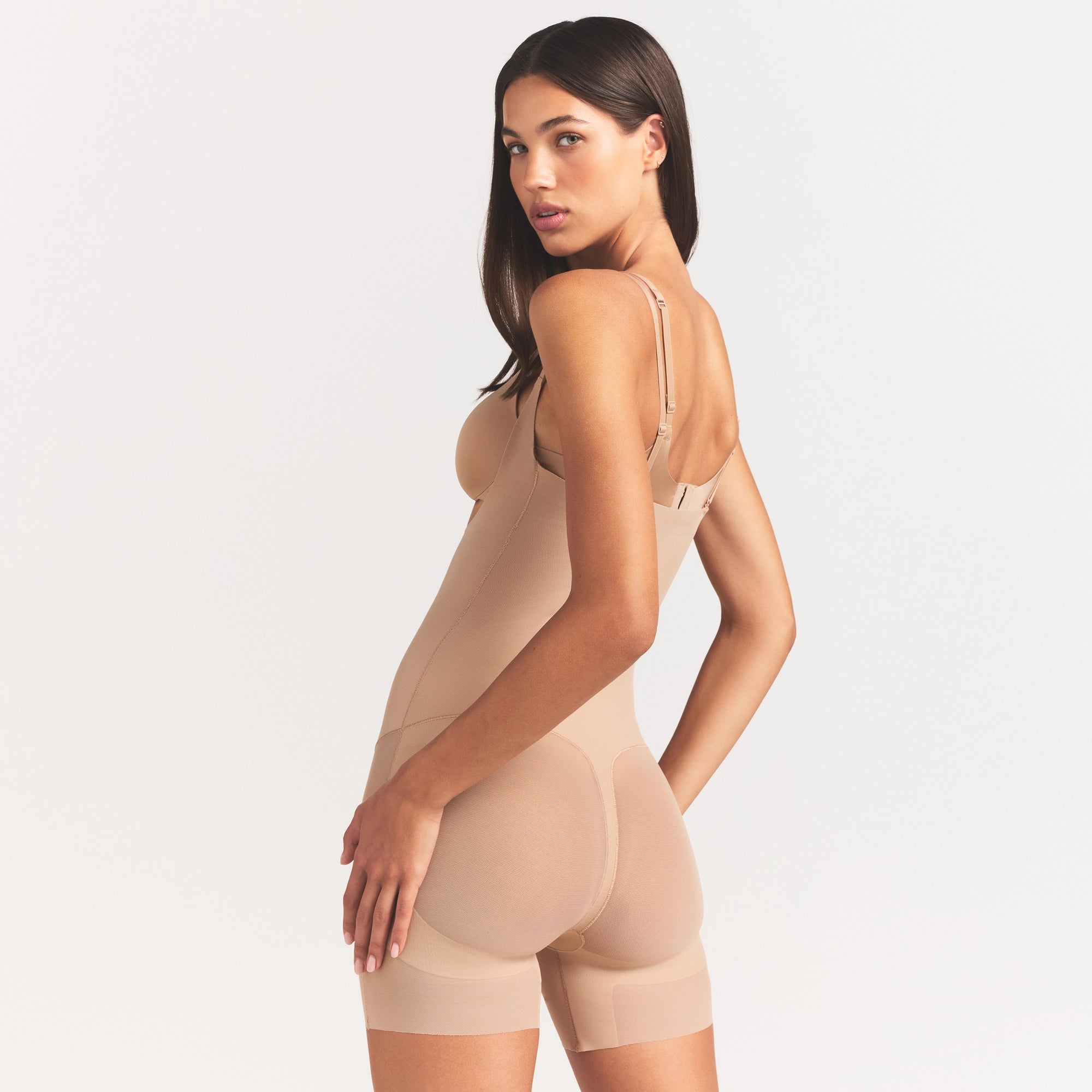 power mesh shapewear core sculpt open bust mid thigh bodysuit power mesh shapewear core sculpt open bust mid thigh bodysuit