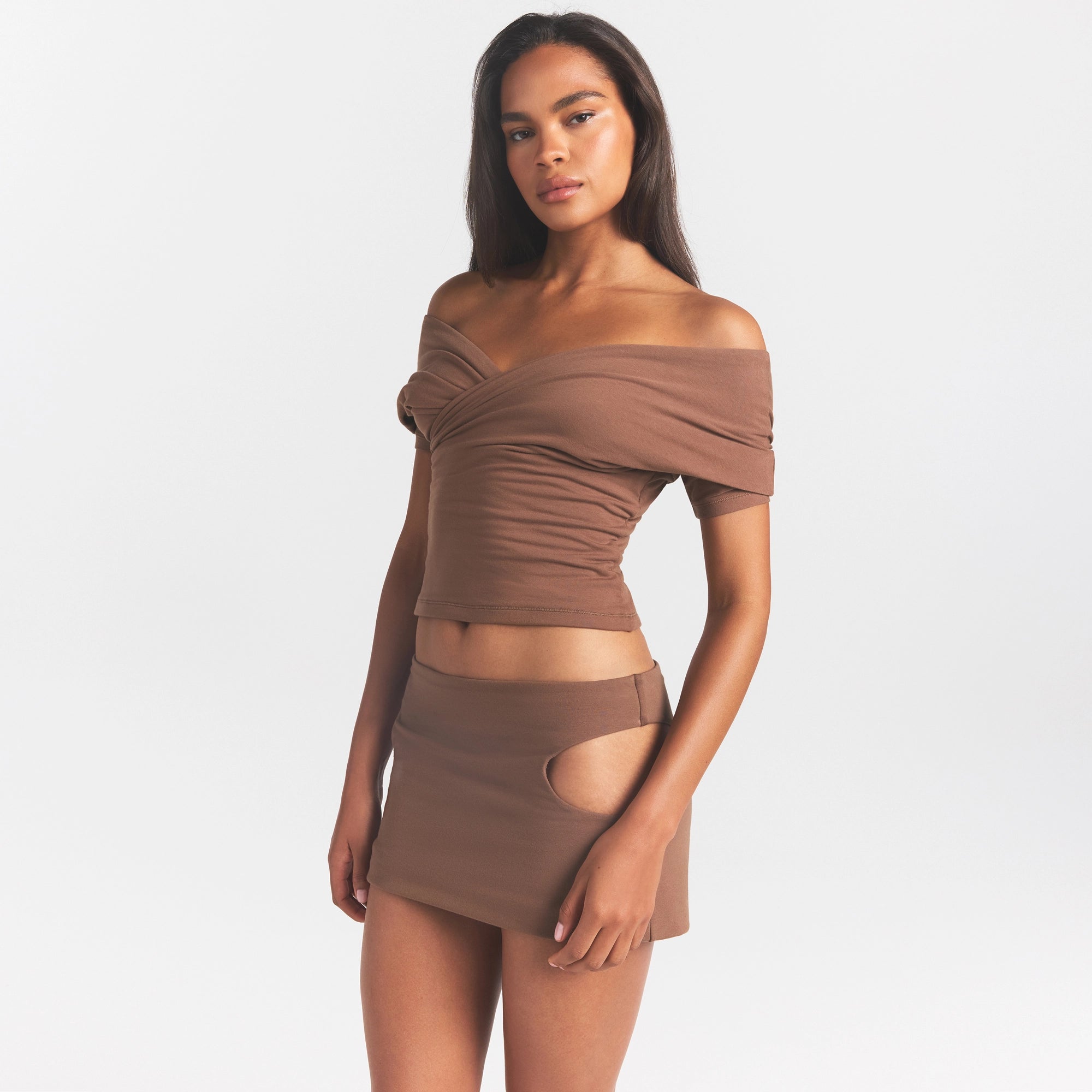 cotton jersey cut out mini skirt cotton jersey cut out mini skirt