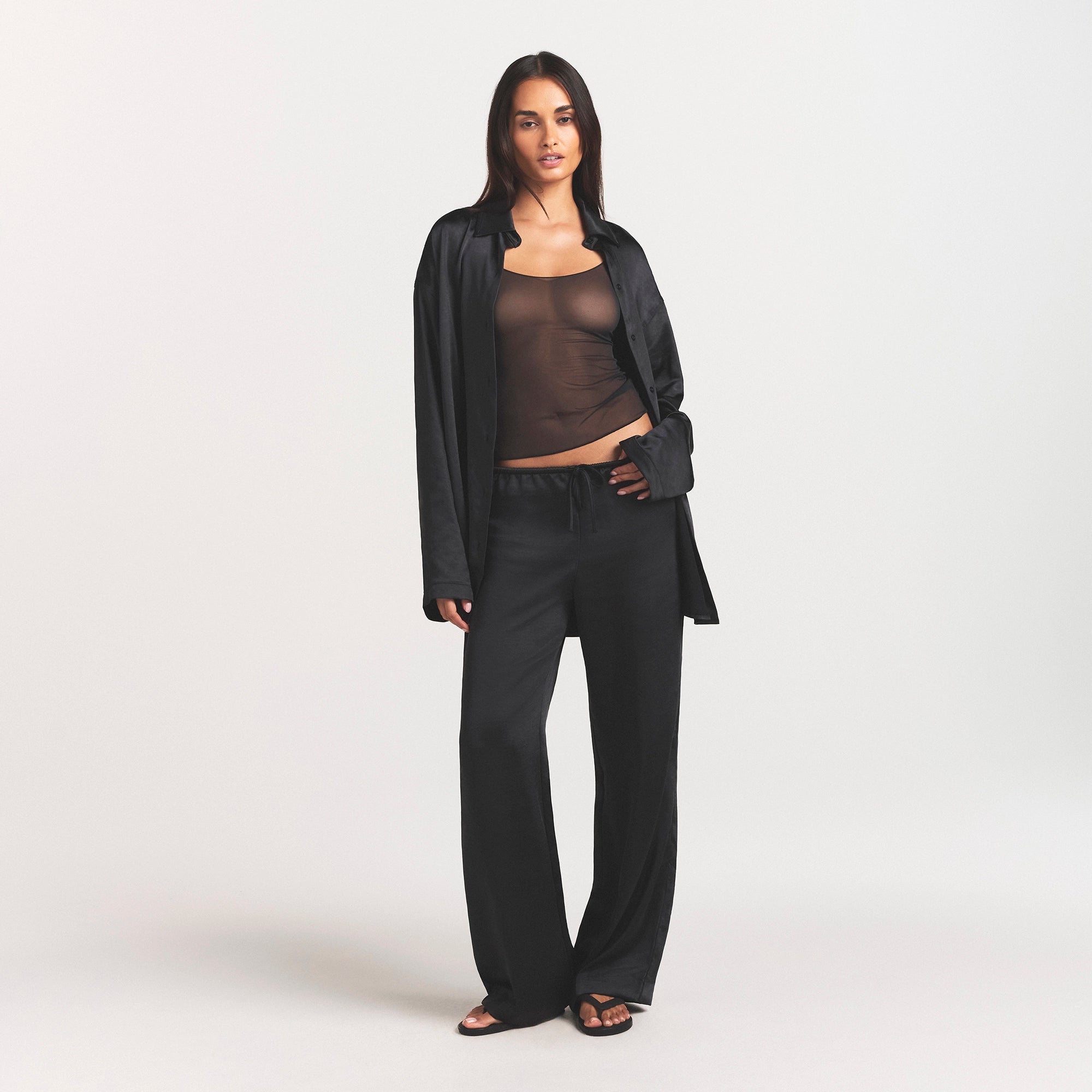lightweight satin straight leg pant lightweight satin straight leg pant