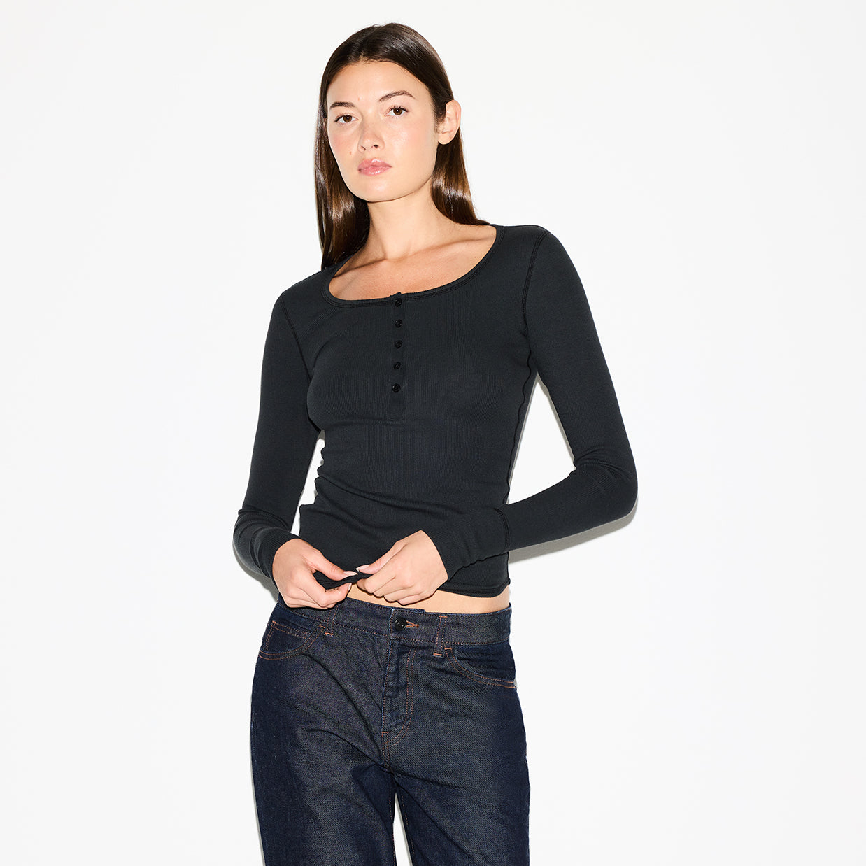 cotton rib scoop neck henley cotton rib scoop neck henley
