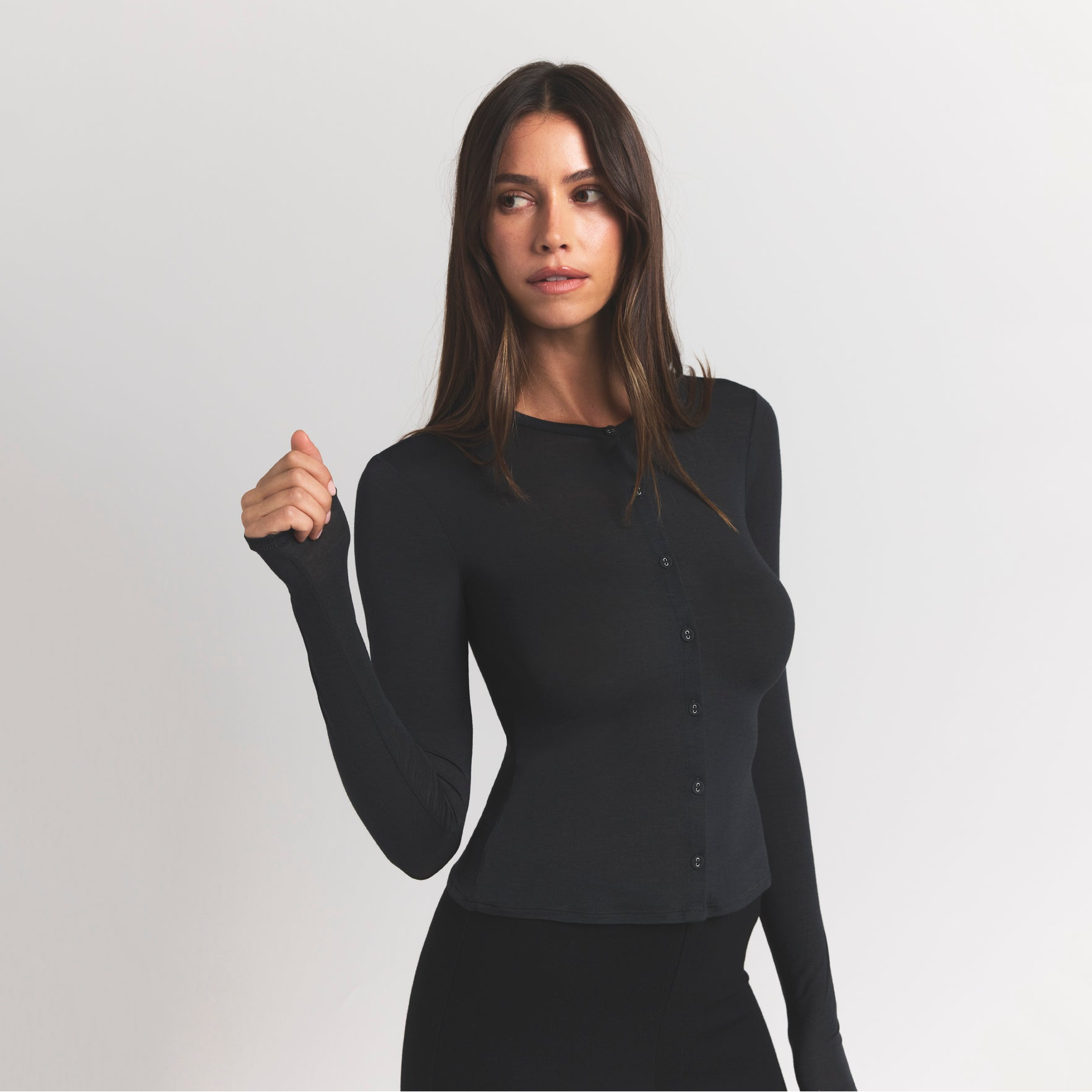 sheer modal cardigan with covered buttons sheer modal cardigan with covered buttons