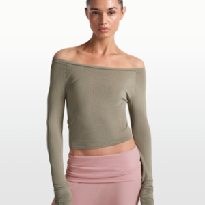 nikeskims stretch knit Женский топ с открытыми плечами и длинными рукавами