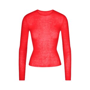 sheer rib long sleeve top