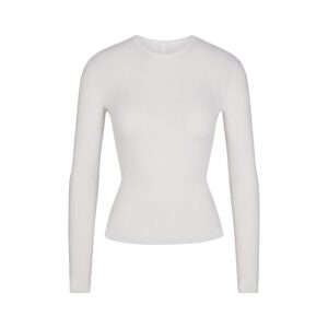 sheer rib long sleeve top