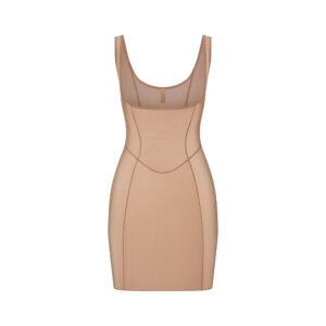 power mesh shapewear open bust slip dress