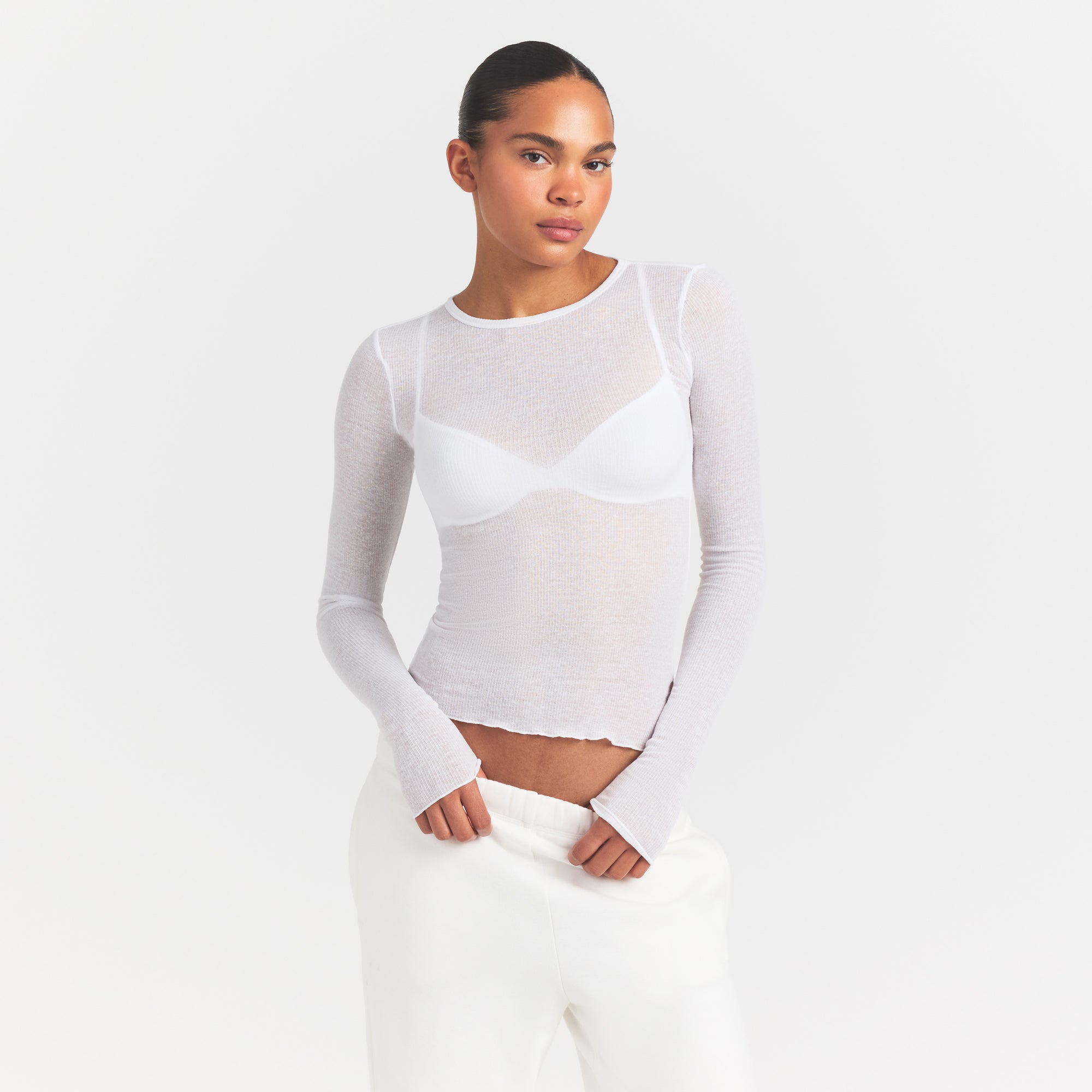 sheer rib long sleeve top sheer rib long sleeve top