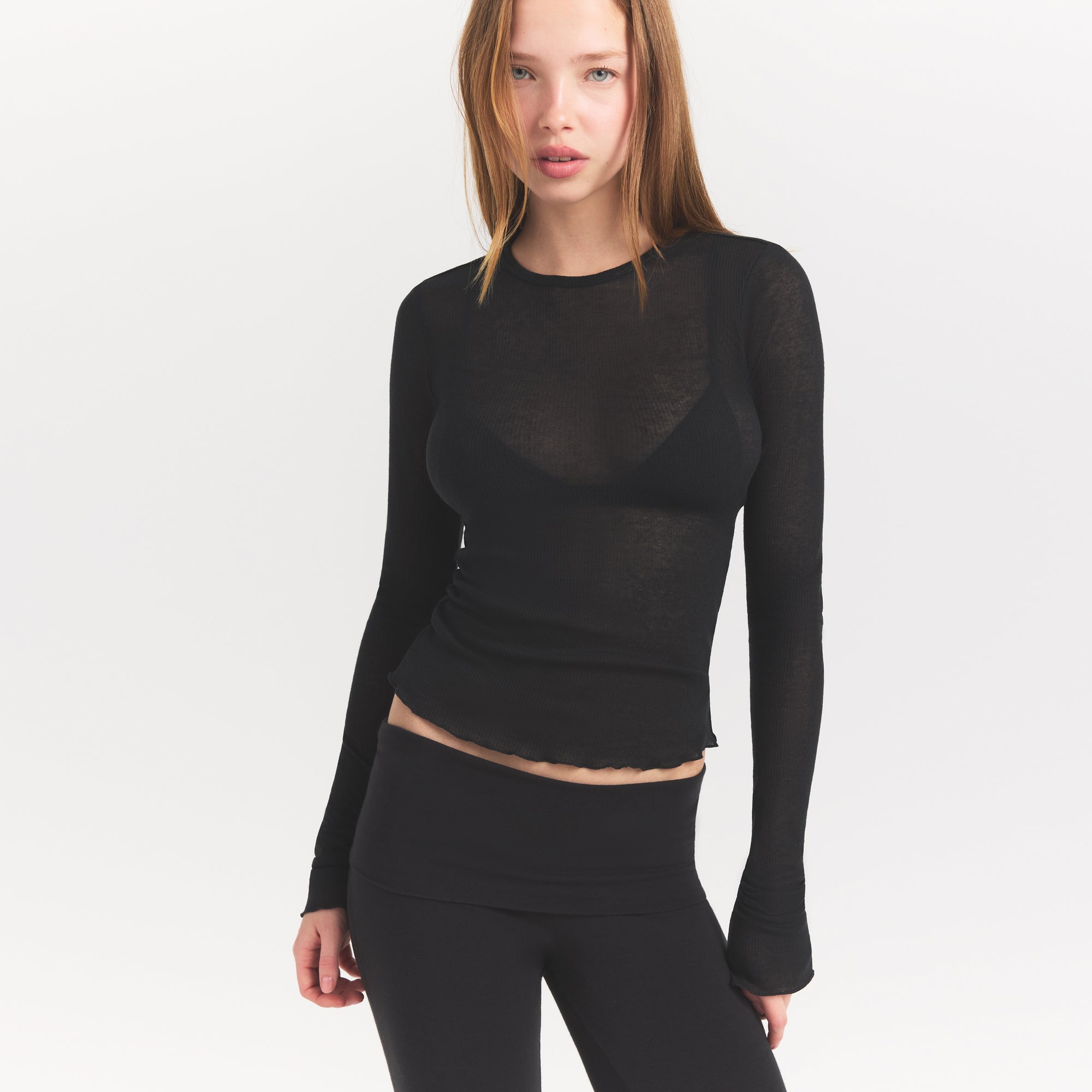sheer rib long sleeve top sheer rib long sleeve top