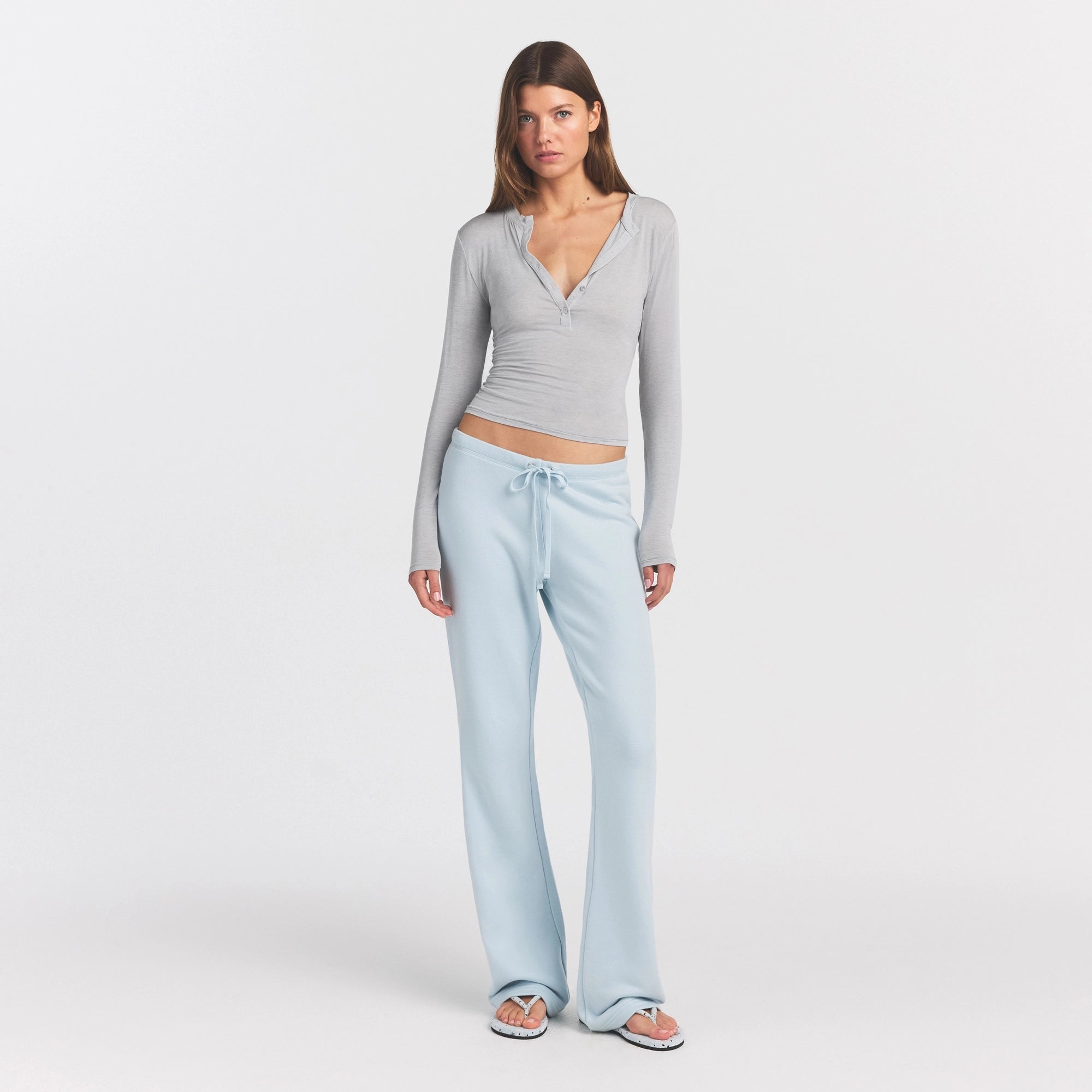 sheer modal crewneck henley sheer modal crewneck henley