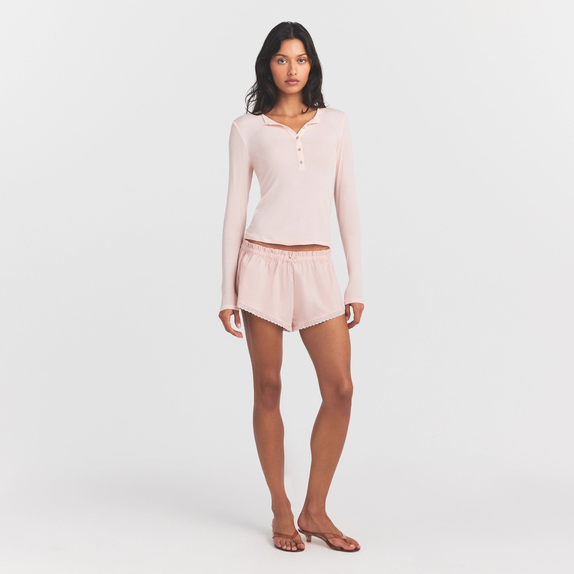 sheer modal crewneck henley sheer modal crewneck henley