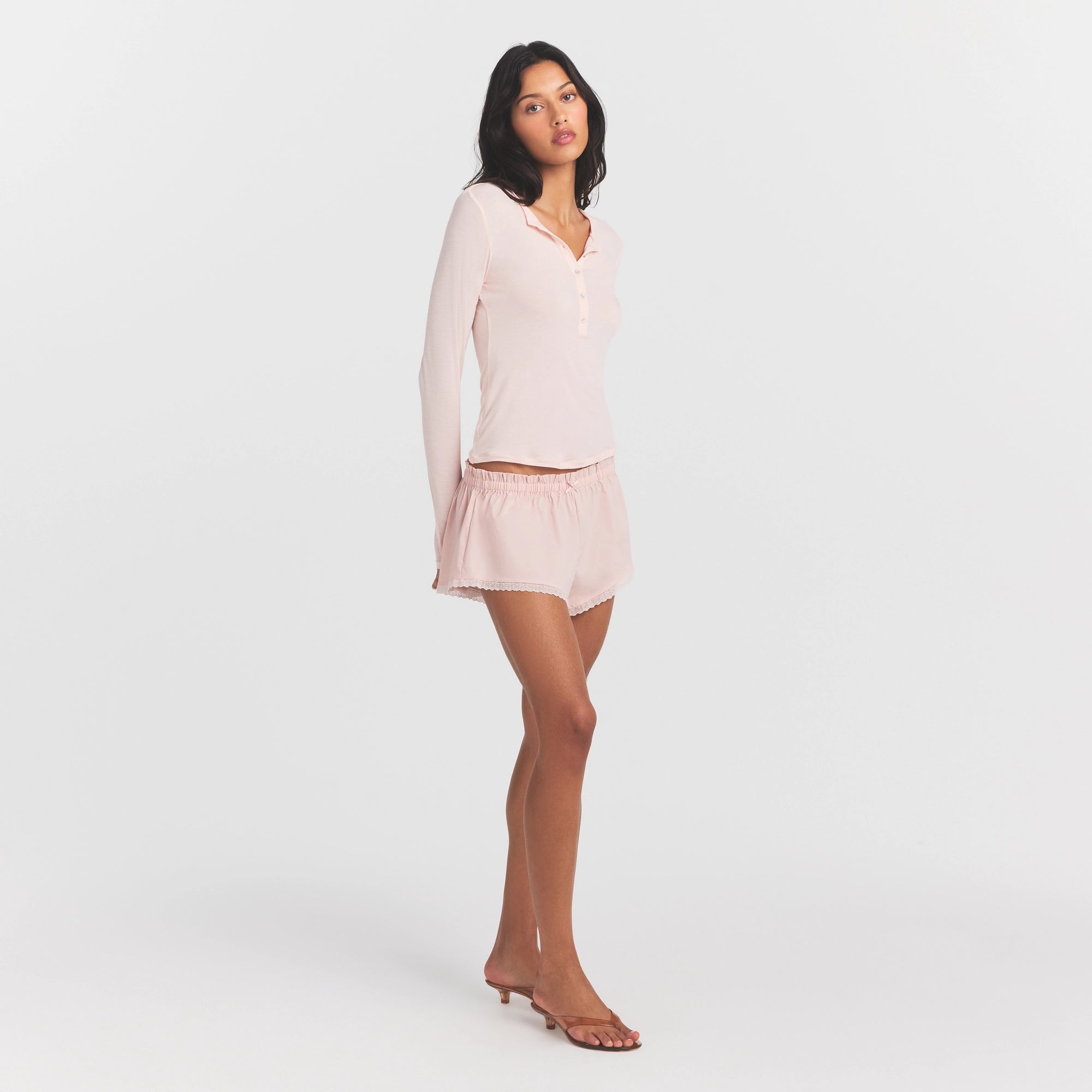 sheer modal crewneck henley sheer modal crewneck henley
