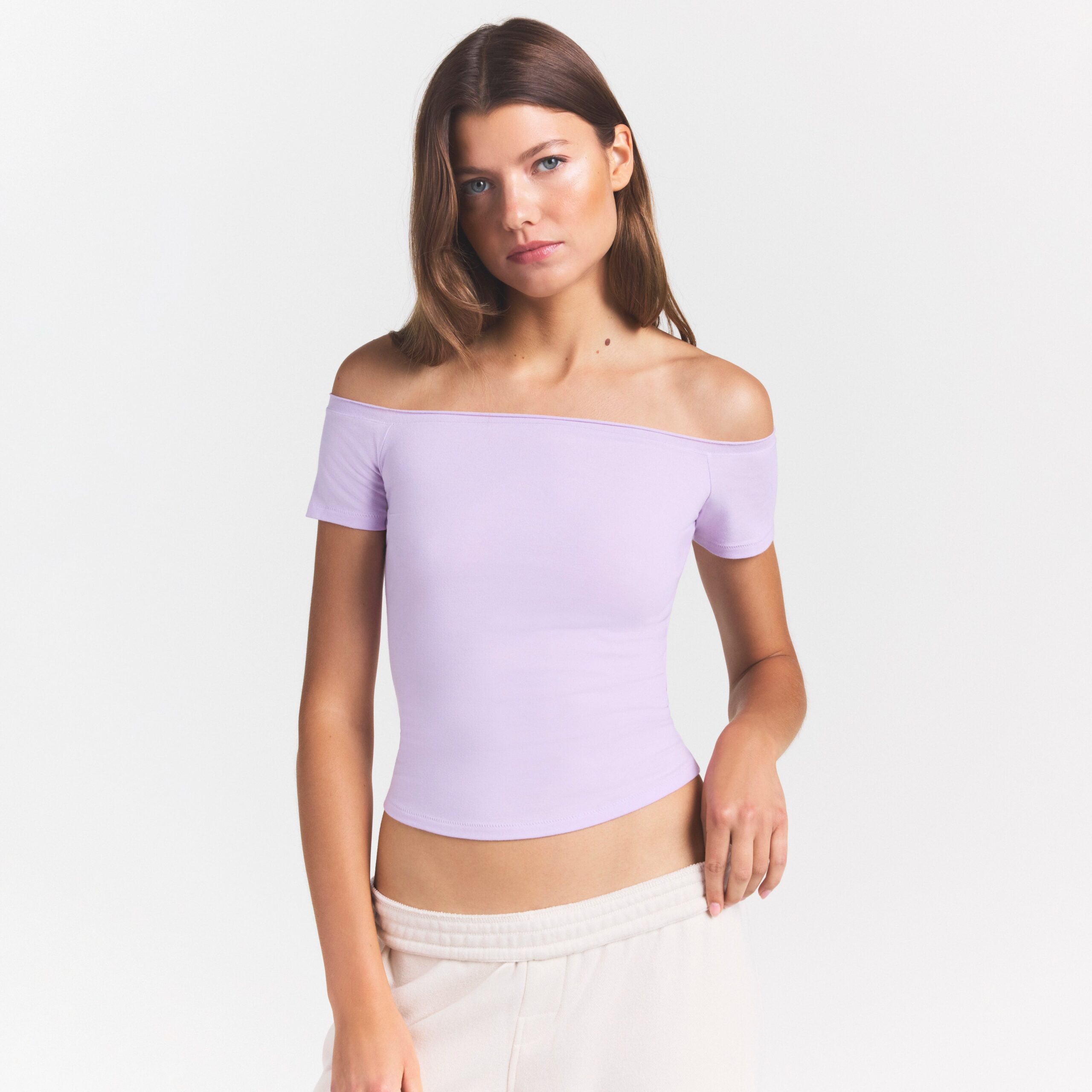 cotton jersey off the shoulder top cotton jersey off the shoulder top