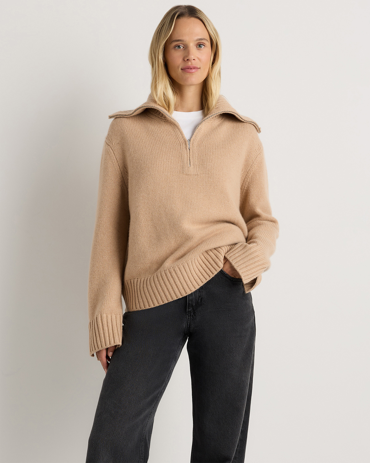 Свитер luxe baby из кашемира на четверть молнии Свитер luxe baby из кашемира на четверть молнии