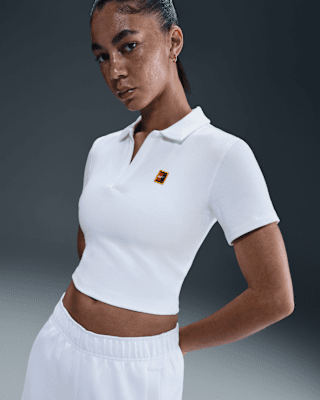 nikecourt heritage Женская укороченная теннисная футболка поло с короткими рукавами nikecourt heritage Женская укороченная теннисная футболка поло с короткими рукавами
