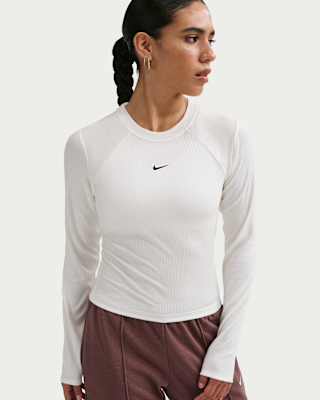 nike sportswear chill knit Женский облегающий топ в рубчик с длинными рукавами nike sportswear chill knit Женский облегающий топ в рубчик с длинными рукавами