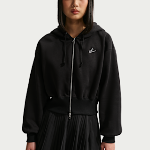 nike sportswear phoenix fleece Женская свободная укороченная толстовка с молнией во всю длину
