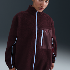 nike sportswear Женская флисовая куртка с высоким ворсом и молнией во всю длину