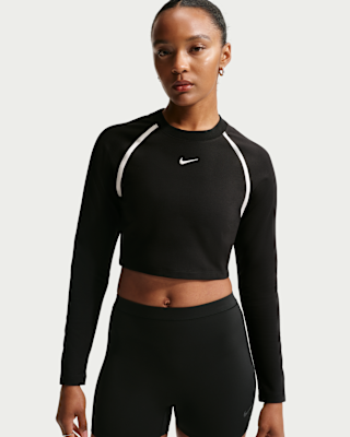 nike sportswear Женский облегающий укороченный топ с длинными рукавами nike sportswear Женский облегающий укороченный топ с длинными рукавами