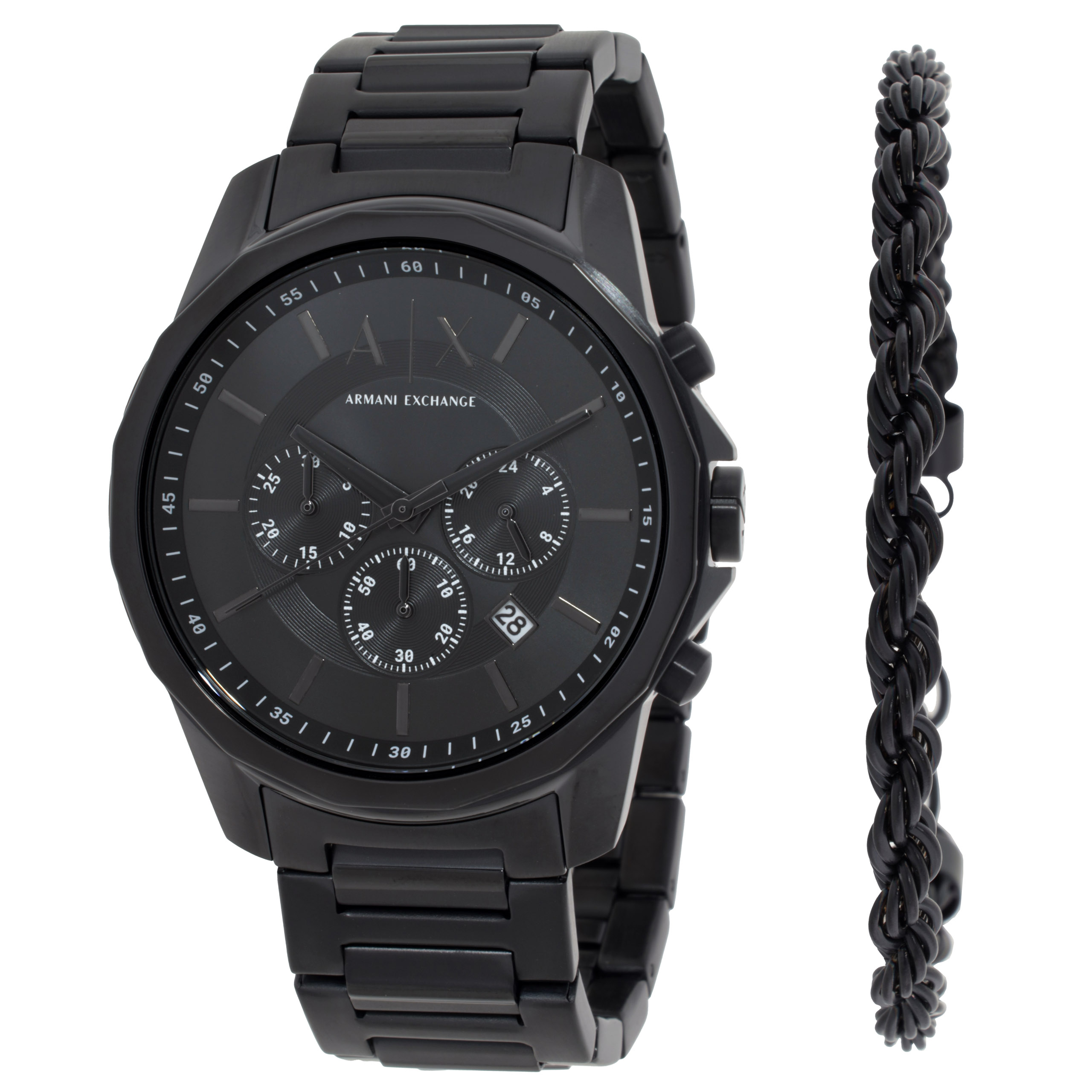 armani exchange chronograph quartz black dial men's watch gift set ax7163set armani exchange chronograph quartz black dial men's watch gift set ax7163set