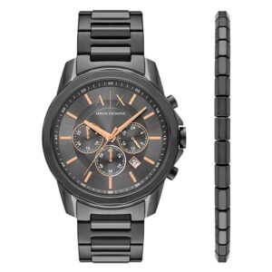 armani exchange chronograph quartz men's watch and bracelet gift set ax7170set