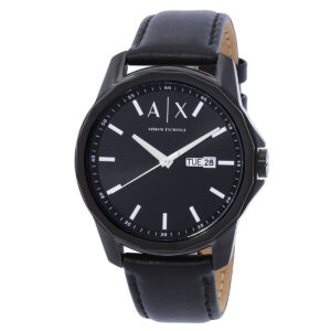 armani exchange three hand day date quartz black dial men's watch ax7147set