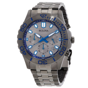 bulova chronograph quartz grey dial men's watch 98b434