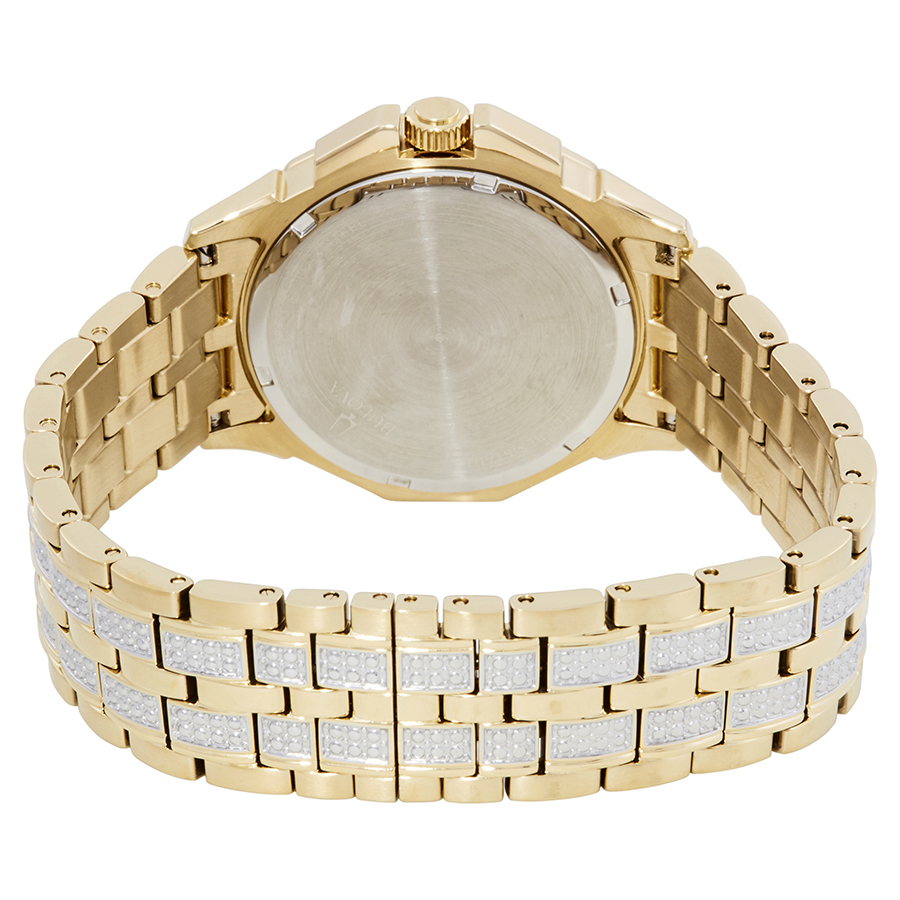 bulova crystal silver dial yellow gold tone men's watch 98c126 bulova crystal silver dial yellow gold tone men's watch 98c126