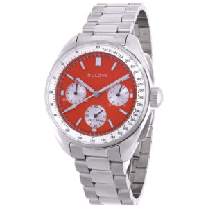 bulova lunar pilot chronograph quartz red dial men's watch 96k115