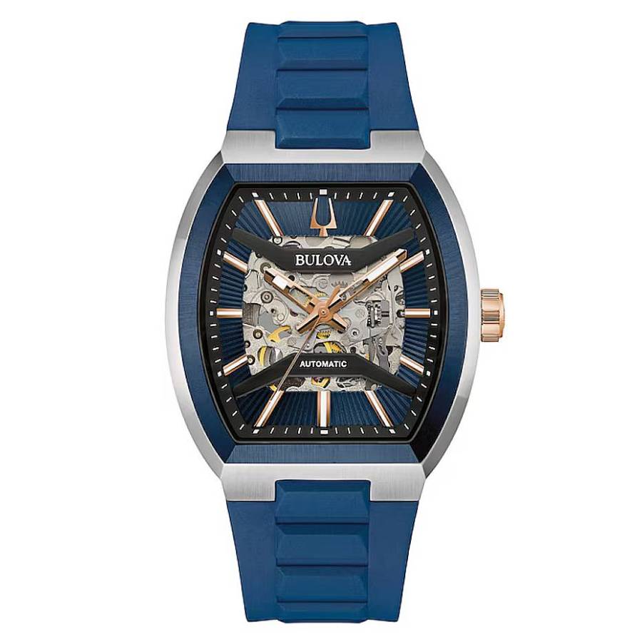 bulova maquina automatic blue dial men's watch 98a318 bulova maquina automatic blue dial men's watch 98a318
