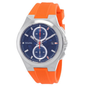 bulova maquina quartz blue dial men's watch 96b407