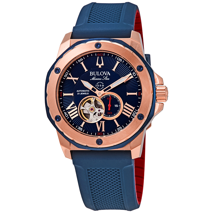 bulova marine star automatic blue dial men's watch 98a227 bulova marine star automatic blue dial men's watch 98a227