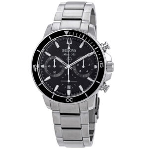 bulova marine star chronograph black dial men's watch 96b272