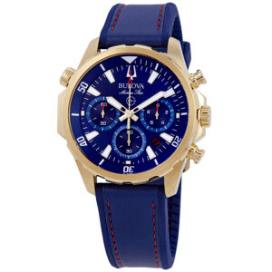 bulova marine star chronograph blue dial men's watch 97b168