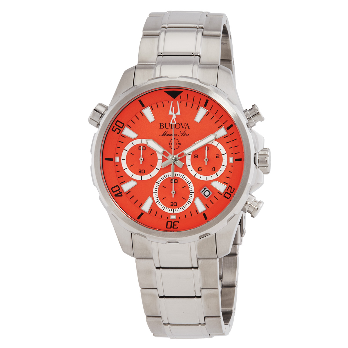 bulova marine star chronograph quartz orange dial men's watch 96b395 bulova marine star chronograph quartz orange dial men's watch 96b395
