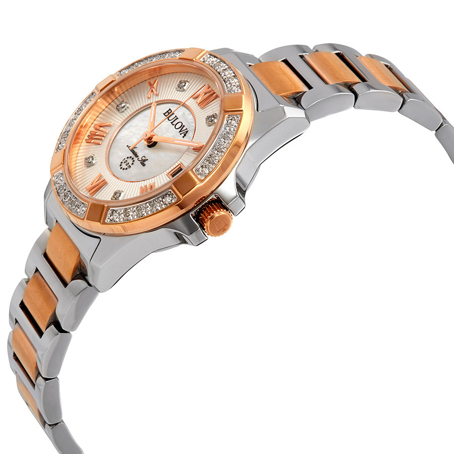bulova marine star diamond white mother of pearl dial ladies watch 98r234 bulova marine star diamond white mother of pearl dial ladies watch 98r234