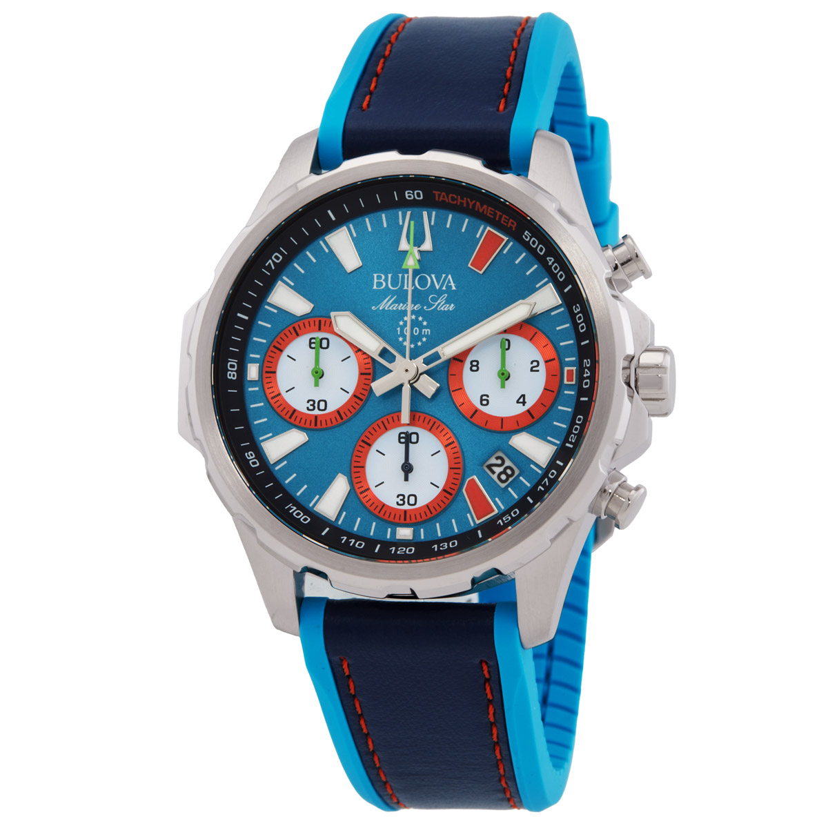 bulova marine star e1 team miami chronograph quartz blue dial men's watch 96b460 bulova marine star e1 team miami chronograph quartz blue dial men's watch 96b460