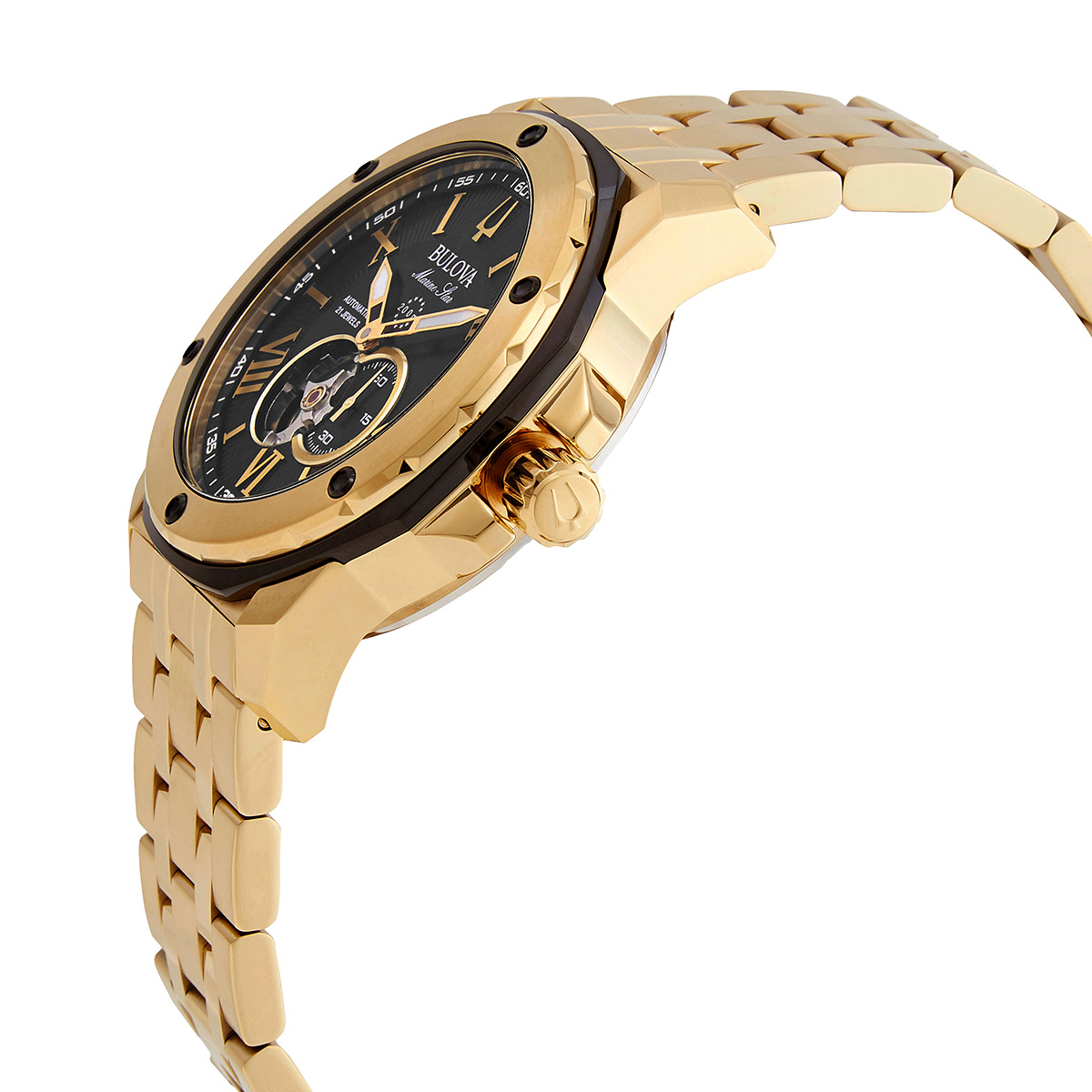 bulova marine star automatic black dial men's watch 98a273 bulova marine star automatic black dial men's watch 98a273